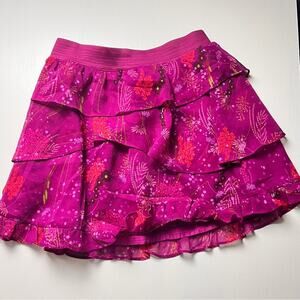 GAP Kids Pink Tiered Ruffle  Floral Elastic Waist Skirt Sz L